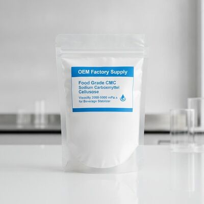 Kualitas OEM Factory Supply Food Grade CMC Sodium Carboxymethyl Cellulose Viscosity 2000-5000 mPa.s for Beverage Stabilizer pabrik